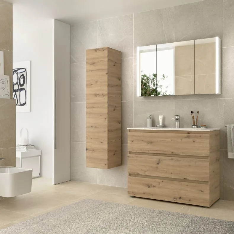 Mueble de baño de madera a medida de Sancai en Cantabria